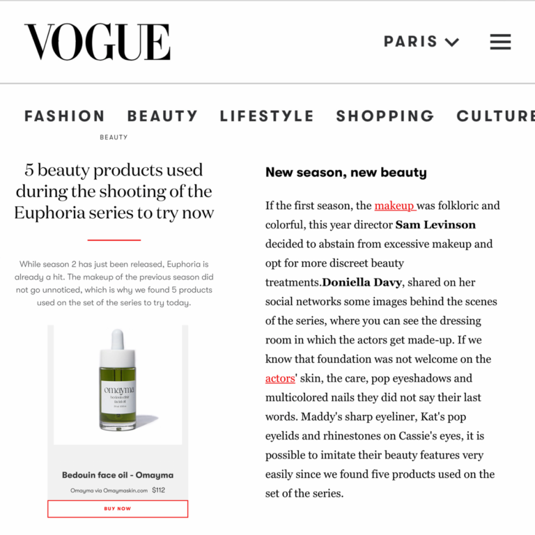 Como visto em Vogue Paris - Omayma Skin