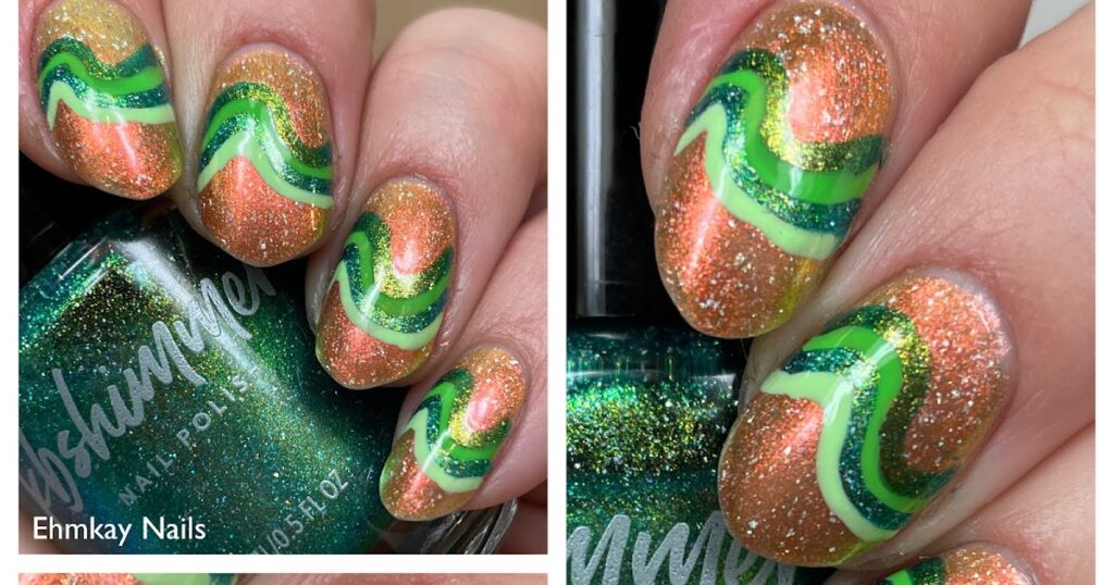 Arte das unhas verde e dourada de São Patrício