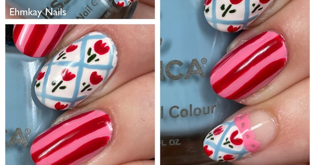 Spring Tulips Floral Nail Art