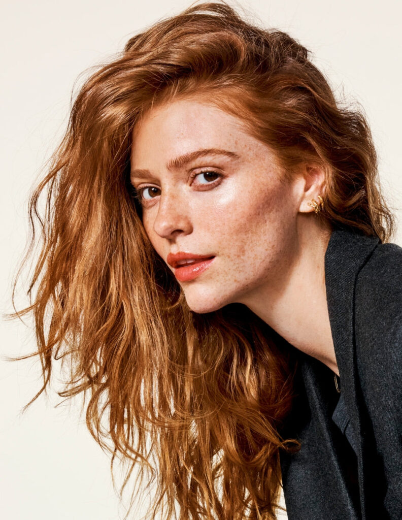 Woman with voluminous red hair