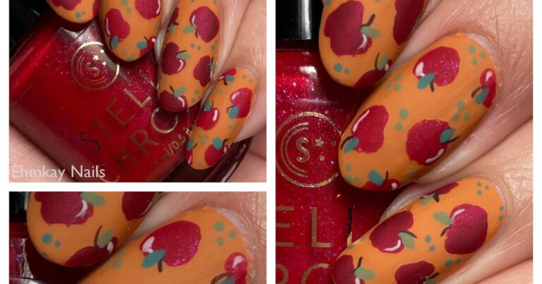 Arte de unhas de maçã para Rosh Hashaná