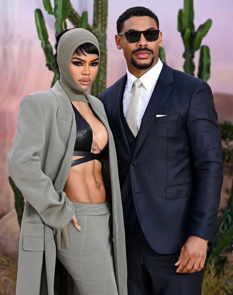Teyana Taylor e Aaron Pierre fazem estréia elegante no tapete vermelho em uma batalha após outra estréia em Londres