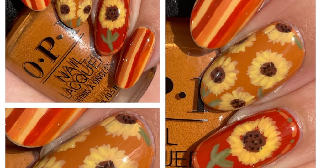 unhas ehmkay: Nail Art outonal de girassol