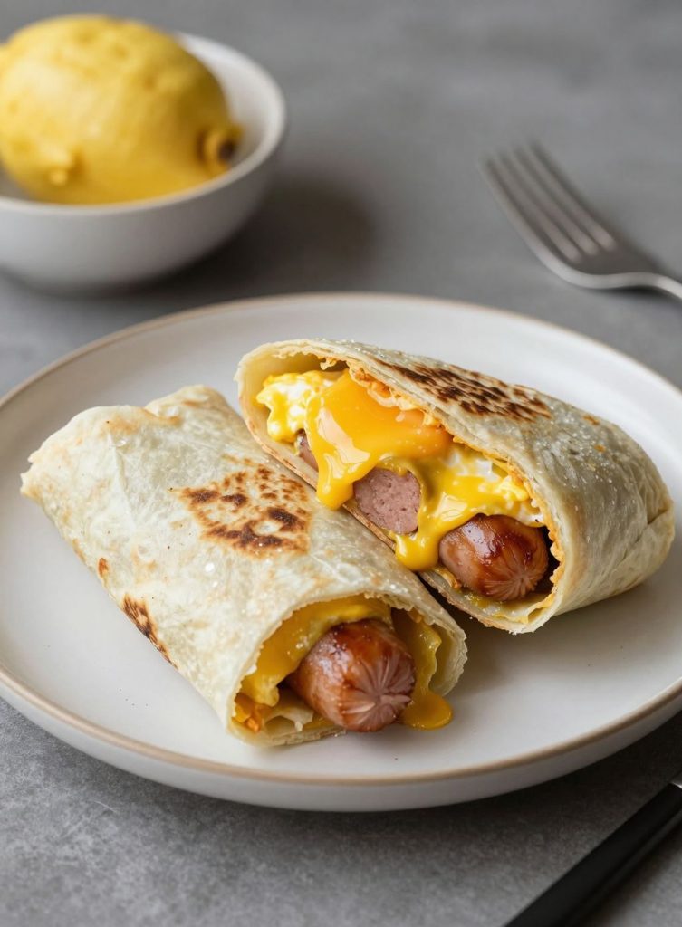 Burrito de Café da Manhã com Ovos e Salsicha – portátil e recheio – Receitas WilyB